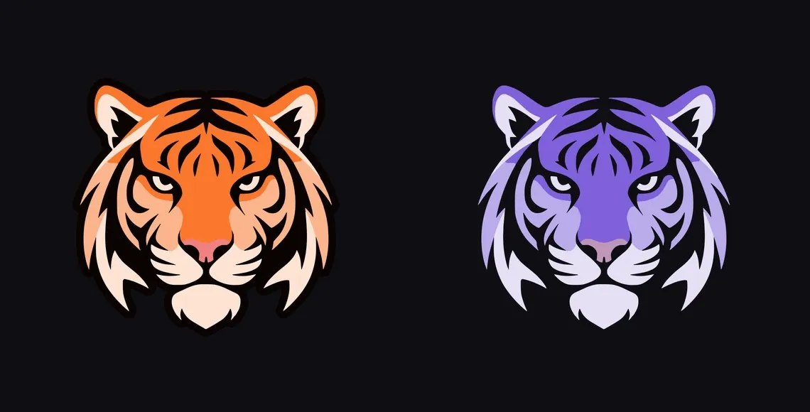 The Drizzza tiger logo in its orange and stormy-blue color variants
