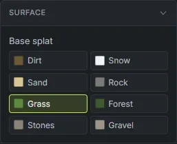 The Surface section in Crucible Heightmap, choosing a per-island base ground texture so an island reads as grass, sand, snow or another Rust surface
