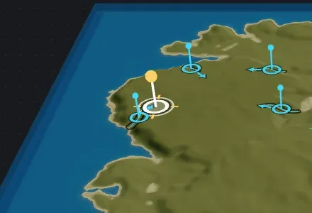 Placing a new ramp in Crucible Heightmap: the white marker follows the cursor with gold crosshair ticks