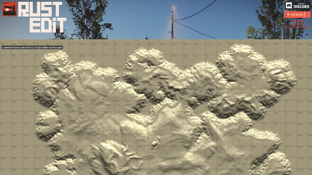 A Crucible heightmap imported into RustEdit, shown as raw grayscale terrain before any procedural generation