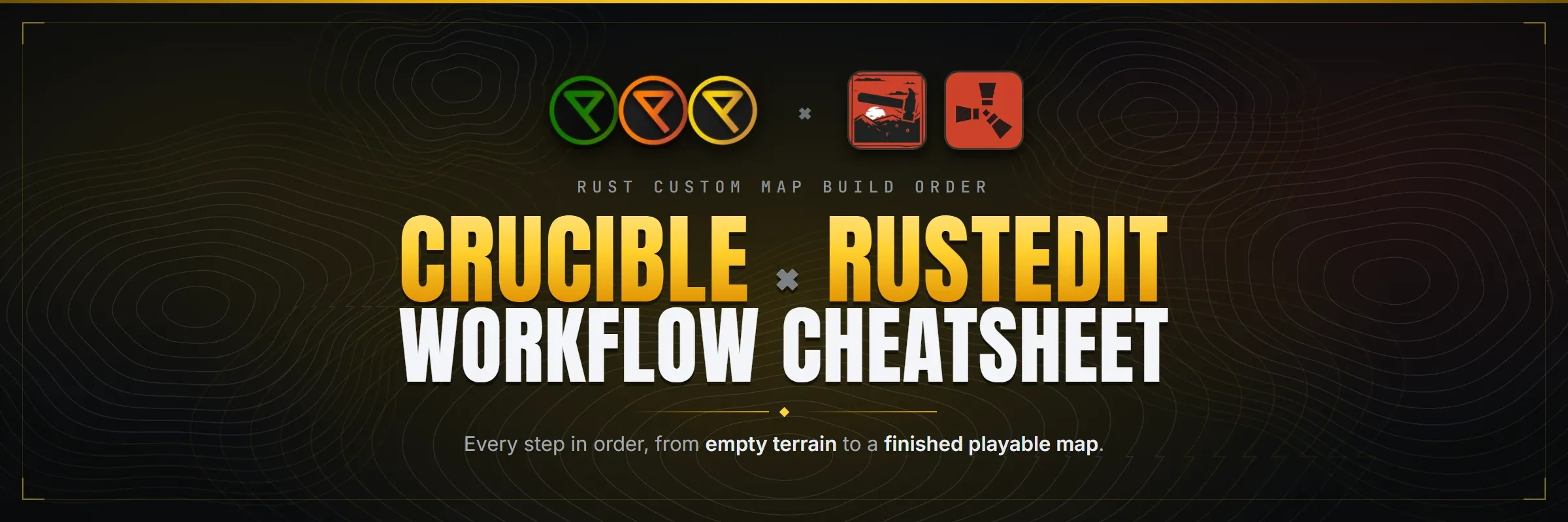 Crucible and RustEdit workflow cheatsheet, the full build order for a custom Rust map